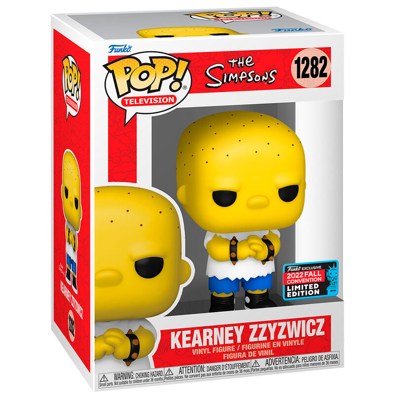 Figurine Funko POP Kearney exclusive des Simpsons en vinyle, hauteur 9 cm, présentée dans sa boîte cadeau originale