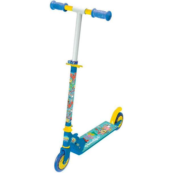 Trottinette enfant SpongeBob SMOBY avec guidon ajustable et roues larges résistantes aux rayures pour une conduite silencieuse et sécurisée.
