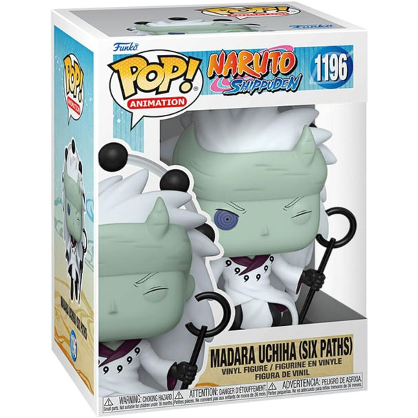 Vue de face de la figurine Funko POP Naruto Shippuden Madara Uchiha, détaillée et colorée, idéale pour collectionneur