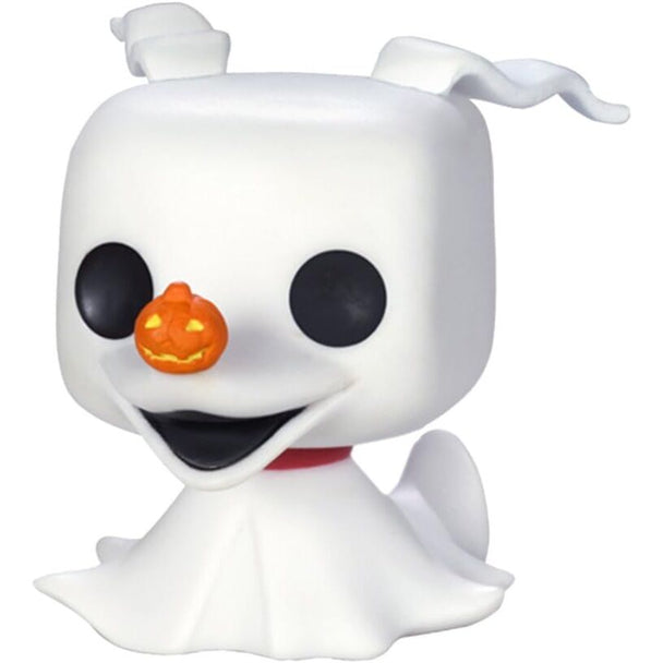 Gros plan sur la figurine Funko Zero en vinyle, montrant ses détails précis et son nez en lanterne orange