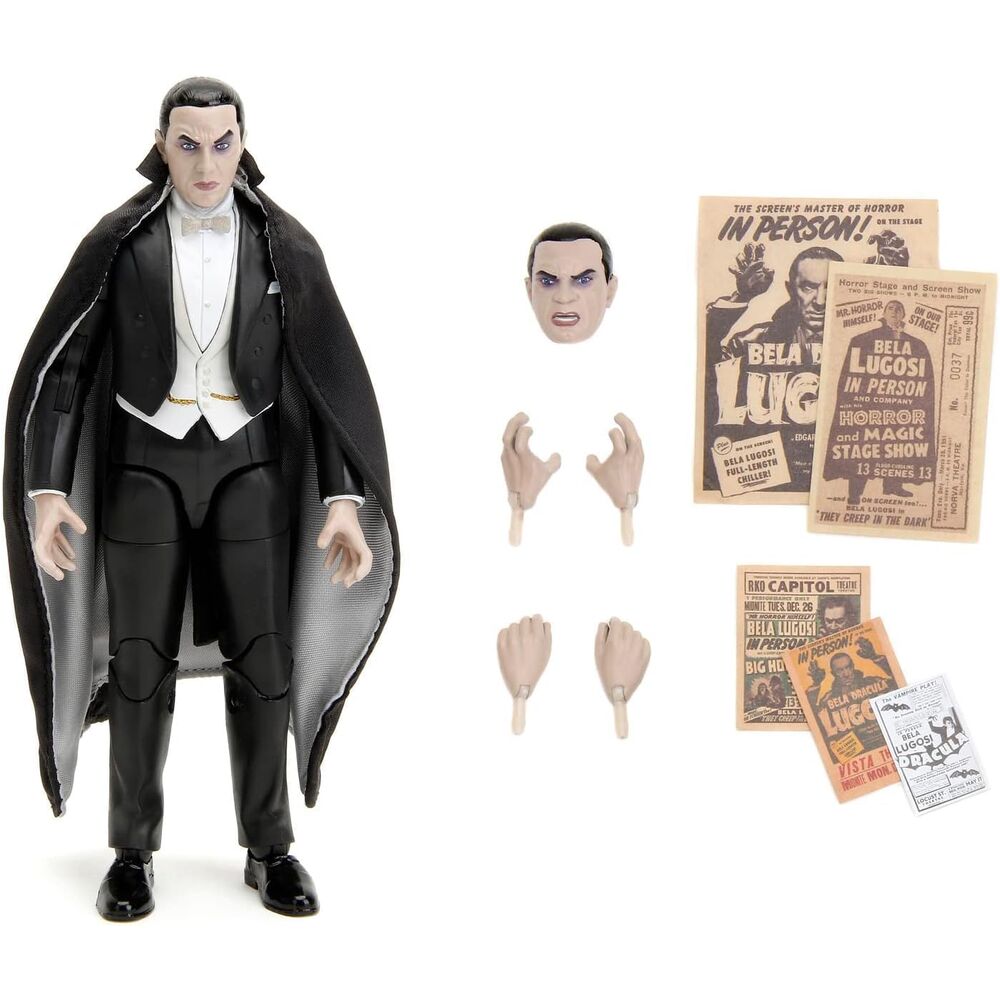 Vue de la figurine Dracula Bela Lugosi montrant les mains interchangeables et détails des doigts
