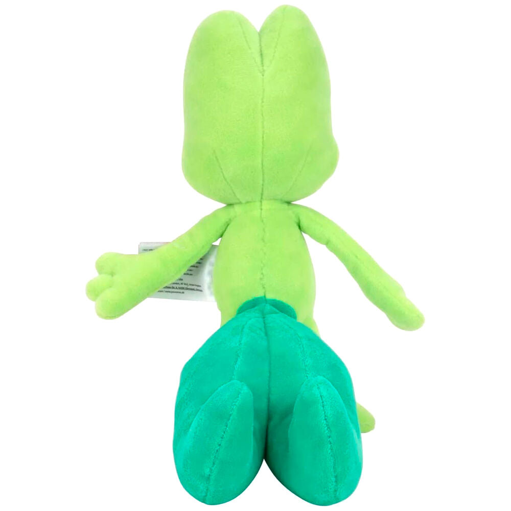 Peluche Treecko Pokémon de 20cm vue de face avec détails précis et couleurs vives