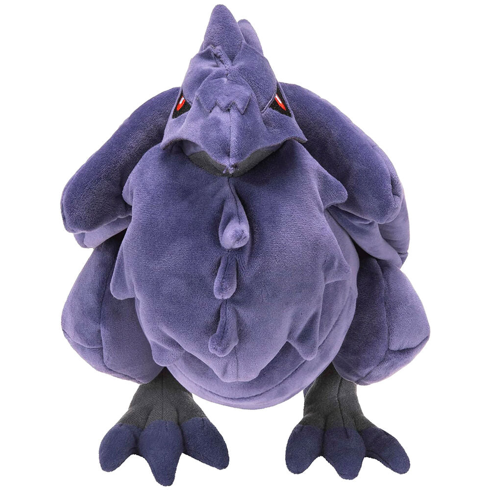 Peluche Corviknight JAZWARES montrant la texture douce et les ailes déployées en détail