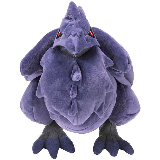 Peluche Corviknight JAZWARES montrant la texture douce et les ailes déployées en détail