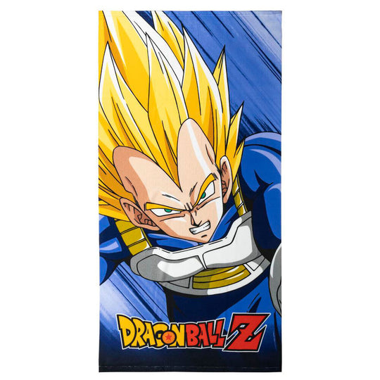 Détail du tissu microfibre de la serviette Dragon Ball Z CERDÁ montrant la texture douce et le design imprimé.