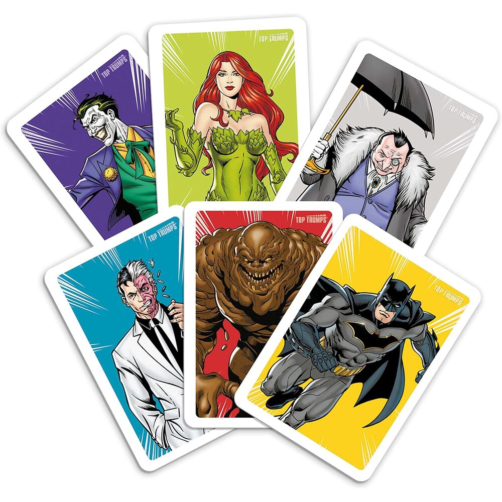 Cartes de personnages DC Comics incluses dans le jeu Batman Top Trumps Match