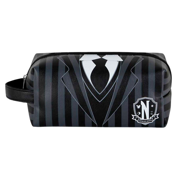 Vanity case Wednesday KARACTERMANIA vu de face, compact et élégant, parfait pour le voyage.