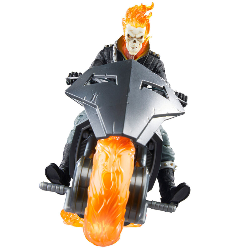 Image montrant la figurine Ghost Rider posée avec les bases enflammées
