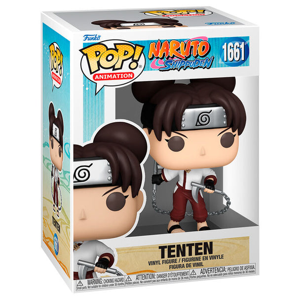 Figurine Funko POP Tenten de Naruto Shippuden en vinyle, vue de face avec détails précis et couleurs vives dans sa boîte cadeau.