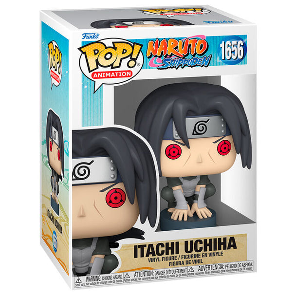 Figurine Funko POP Itachi Uchiha de Naruto Shippuden en vinyle, hauteur 9 cm, présentée dans sa boîte cadeau.
