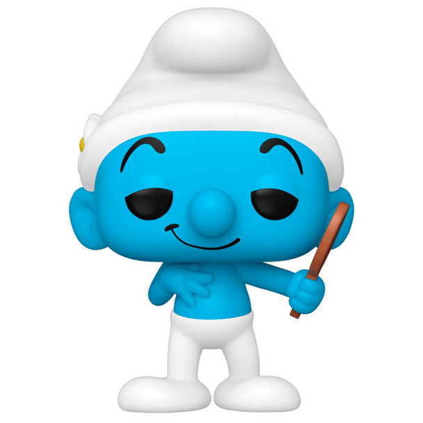 Vue rapprochée de la figurine POP Funko Vanity Schtroumpf montrant les finitions soignées et le packaging collector