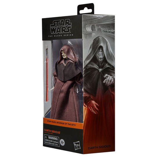 Vue latérale de la figurine Darth Sidious 15cm montrant les détails de la robe et des mains articulées