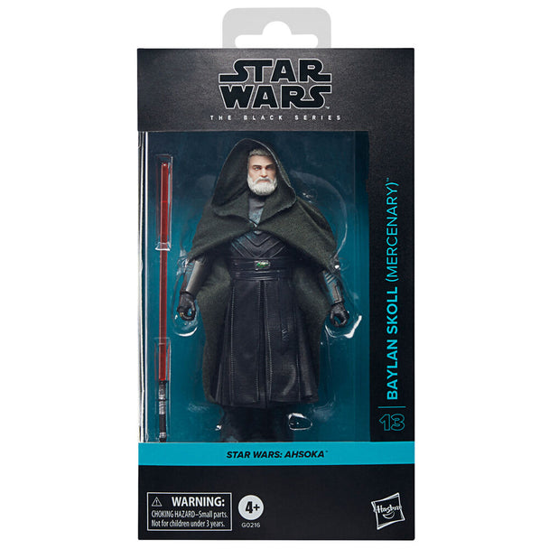 Figurine articulée Star Wars Ahsoka Baylan Skoll Mercenaire vue de face avec accessoires