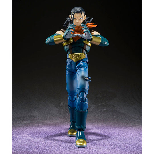 Figurine Super Android 17 Dragon Ball GT de 20cm en position dynamique sur fond blanc