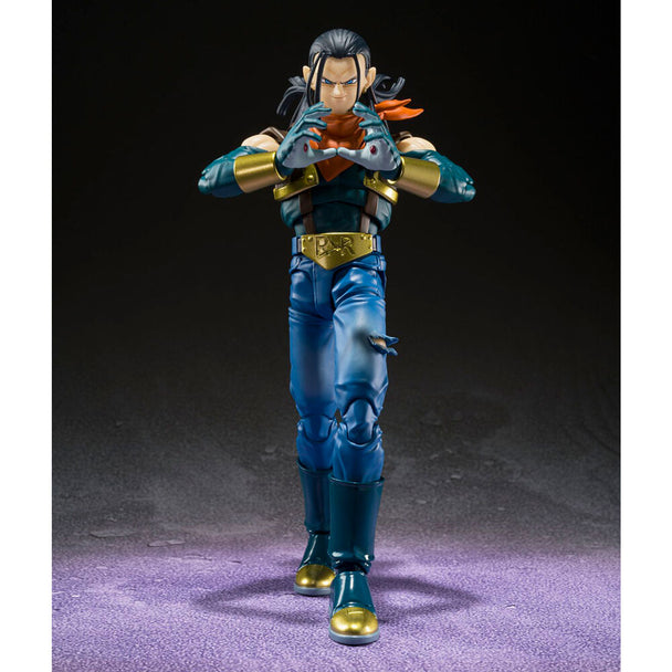 Figurine Super Android 17 Dragon Ball GT de 20cm en position dynamique sur fond blanc