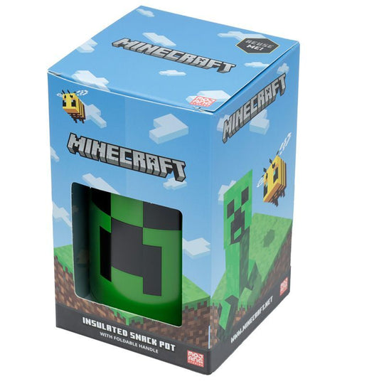 Photo de la lunch box Minecraft Creeper posée sur une table, illustrant son usage pratique au quotidien