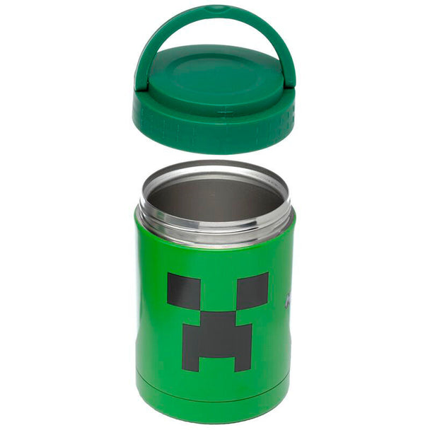 Couvercle étanche à vis de la lunch box Minecraft avec poignée rabattable en position ouverte