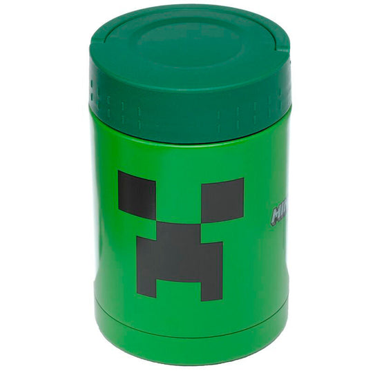 Vue latérale de la lunch box Minecraft Creeper mettant en avant sa taille compacte 14x9x9 cm