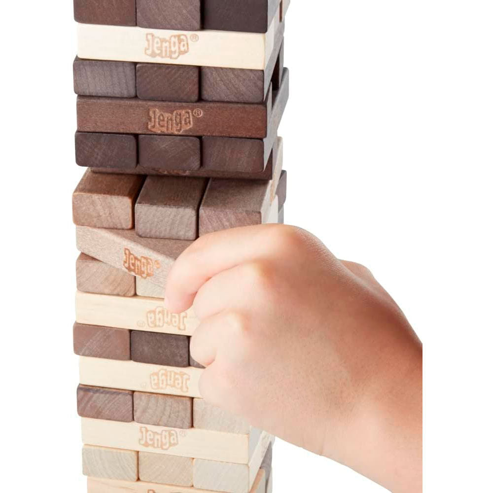 Boîte du jeu Jenga Rustique de la marque HASBRO avec design authentique