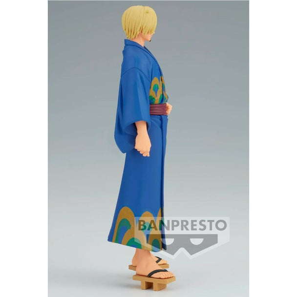 Figurine Sanji en yukata traditionnel de la série One Piece Grandline Wanokuni, vue de face avec détails précis
