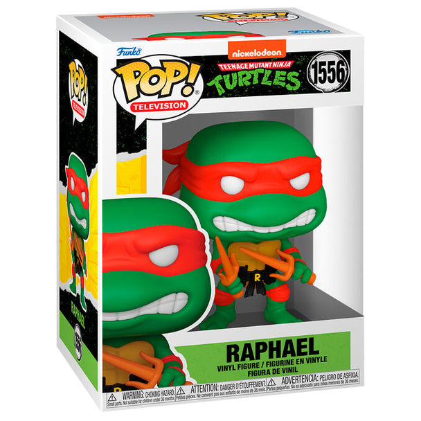 Figurine Funko POP de Raphael des Tortues Ninja en vinyle 9 cm avec son bandeau rouge et son arme saisie