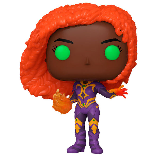 Boîte cadeau de la figurine Funko POP Starfire Titans avec design coloré et logo officiel