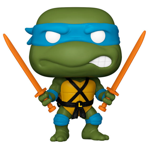 Détail de la figurine Funko POP Leonardo des Tortues Ninja montrant les couleurs et accessoires
