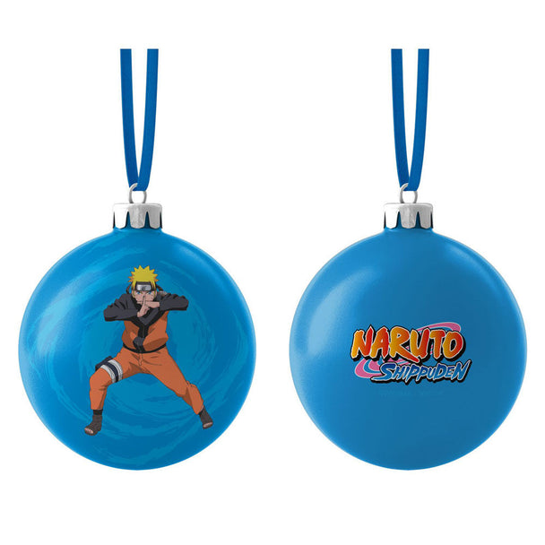 Boule de Noël Naruto Shippuden en PVC de 7x7cm avec design officiel SD TOYS, parfaite pour décorer le sapin pendant les fêtes.