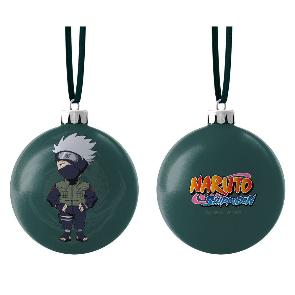 Boule de Noël Kakashi Chibi Naruto Shippuden en PVC 7x7 cm par SD TOYS, parfaite pour la décoration festive.