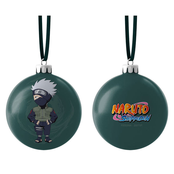 Boule de Noël Kakashi Chibi Naruto Shippuden en PVC 7x7 cm par SD TOYS, parfaite pour la décoration festive.