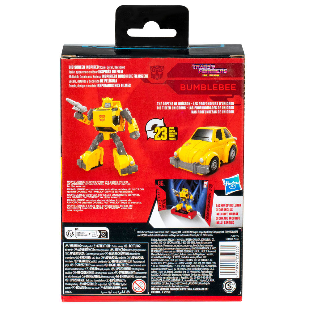 Transformation de la figurine Bumblebee en minicar jaune emblématique