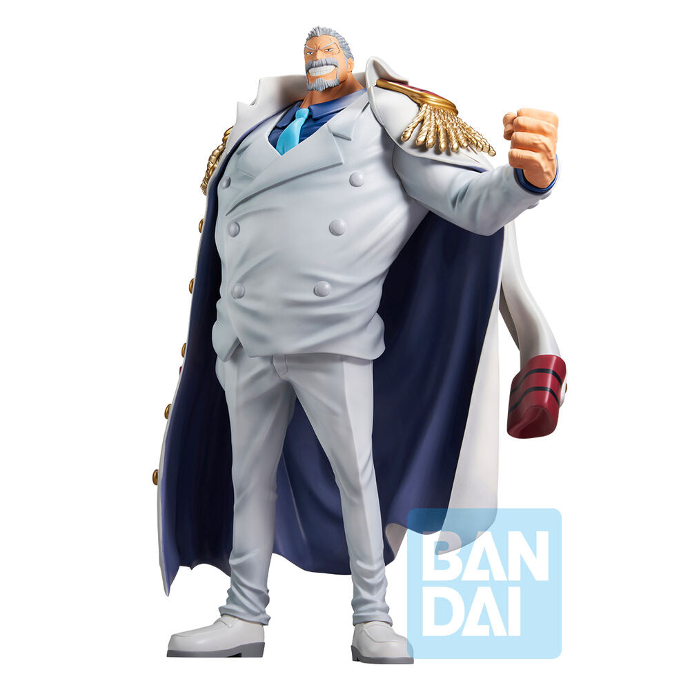 Zoom sur le visage expressif de la figurine Monkey D. Garp Ichibansho One Piece
