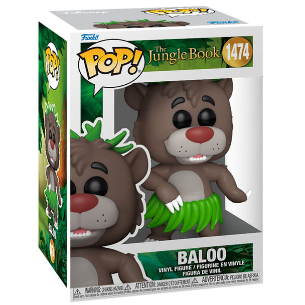 Figurine Funko POP Baloo du Livre de la Jungle en vinyle, hauteur 9 cm, présentée dans sa boîte cadeau officielle