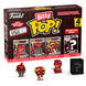 Blister contenant 4 figurines Bitty POP Marvel Deadpool Dinopool dans leur boîte acrylique transparente