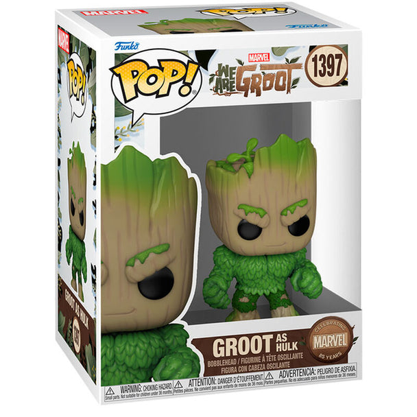 Figurine Funko POP Groot en version Hulk de 9 cm avec détails colorés sur fond blanc