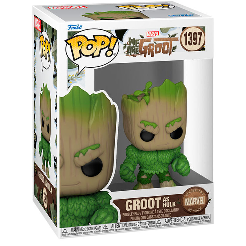 Figurine Funko POP Groot en version Hulk de 9 cm avec détails colorés sur fond blanc
