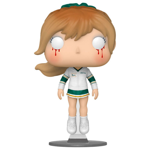 Détail de la figurine Funko POP Chrissy de Stranger Things, montrant les couleurs et le design précis