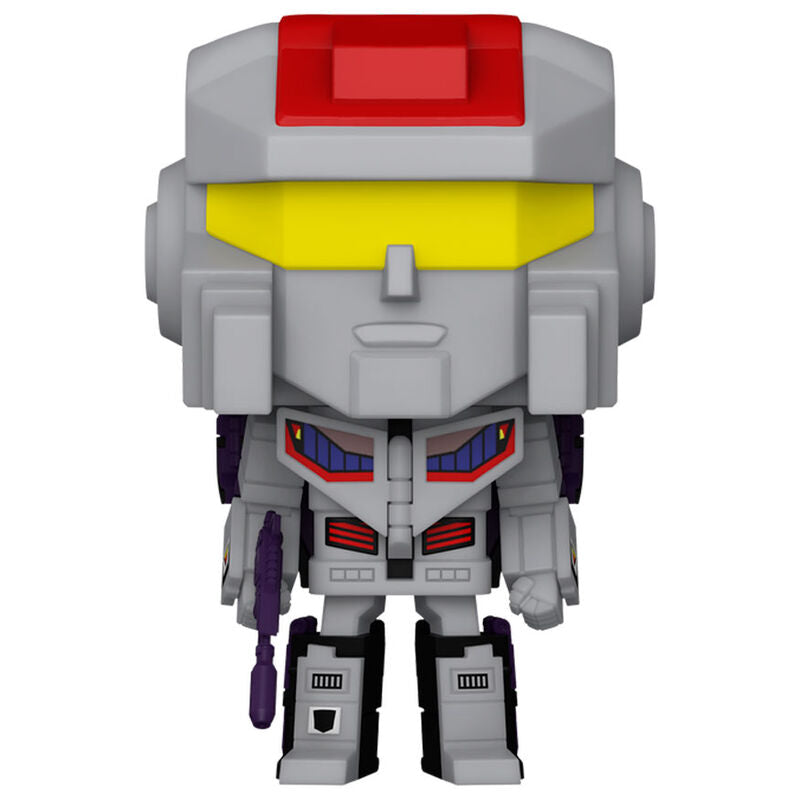 Vue rapprochée de la figurine Funko POP Astrotrain avec détails colorés et packaging original