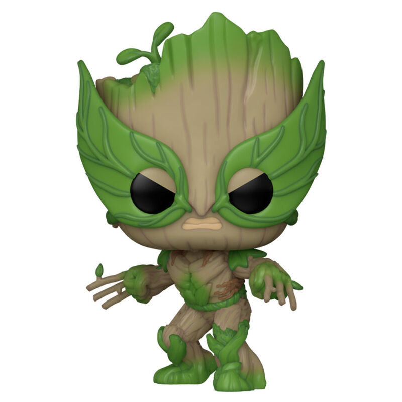 Emballage cadeau de la figurine Funko POP Groot Wolverine, boîte illustrée avec logo Marvel et Funko