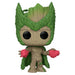 Vue rapprochée de la figurine Funko POP Groot en Sorcière Rouge, montrant les détails du vinyle et les couleurs vives