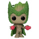 Vue rapprochée de la figurine Funko POP Groot en Sorcière Rouge, montrant les détails du vinyle et les couleurs vives