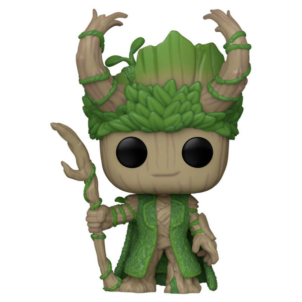 Vue détaillée de la figurine Funko POP Groot en Loki, montrant les couleurs et le design unique de la figurine