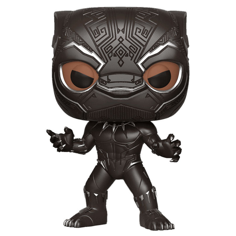 Packaging officiel Funko POP Marvel avec logo et illustrations de Black Panther visibles sur la boîte