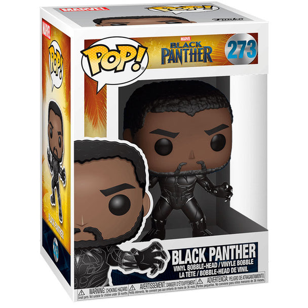 Vue de face de la boîte cadeau contenant 5 figurines Black Panther et 1 figurine Chase exclusive