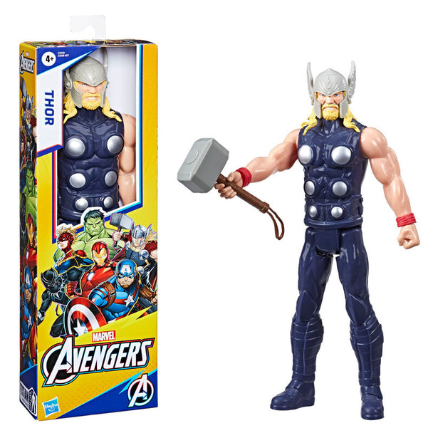 Figurine Thor deluxe de 30 cm articulée vue de face avec son marteau