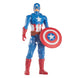 Vue rapprochée de la tête et du casque de la figurine Captain America articulée HASBRO