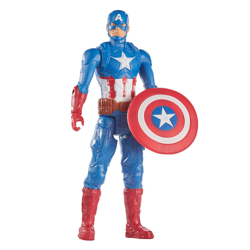 Vue rapprochée de la tête et du casque de la figurine Captain America articulée HASBRO