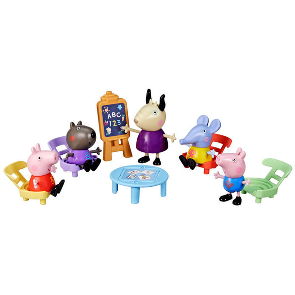 Figurines Peppa Pig et ses amis en tenue d'école avec accessoires pour activités de nursery
