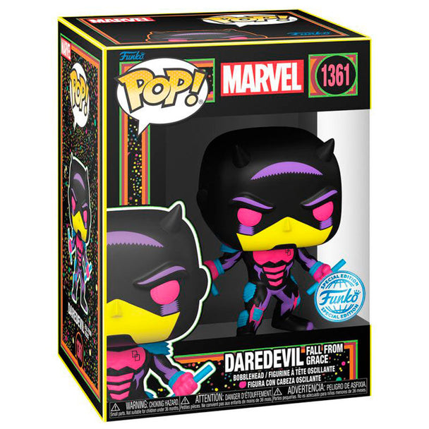 Boîte cadeau élégante contenant la figurine Funko POP Marvel Daredevil Exclusive, vue de face