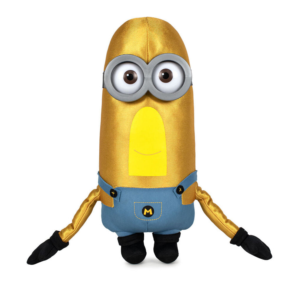 Figurine Kevin Minions de 30cm issue du film Despicable Me 4 par PLAY BY PLAY, vue de face avec détails colorés et expression joyeuse.